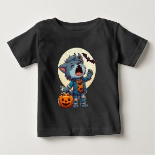 Süßer heulender Werwolf-Monster mit Kürbis Baby T-shirt