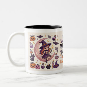 Süßer Hexen-Halloween-Becher Zweifarbige Tasse