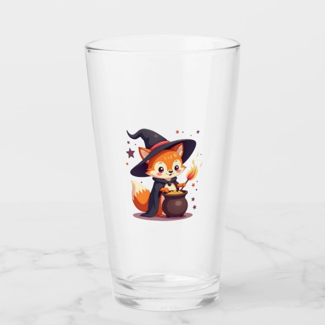Süßer Hexenfuchs � Magisches Halloween-Tier-T-Shir Glas (Vorderseite)
