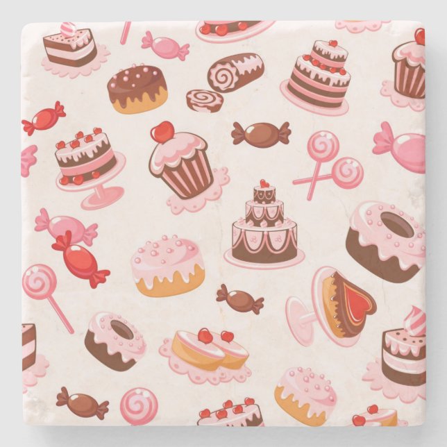 Süßer Hintergrund Steinuntersetzer (Vorderseite)