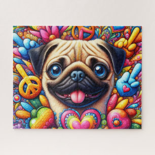 Süßer Hippie-Pug