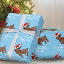 Süßer Hirsch mit Weihnachtsmannmütze Kinder
