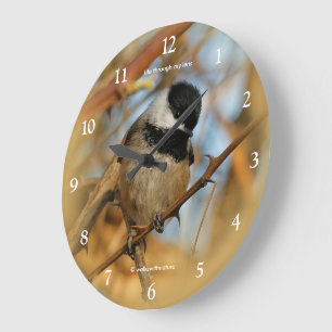 Süßer hoffnungsvoller Singvogel mit schwarzer Kapp Große Wanduhr