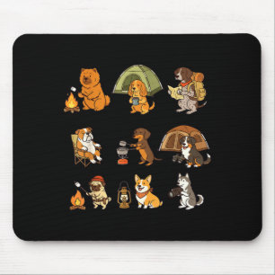 Süßer Hund Camping-Abenteuer Outdoor-Cartoon-Desig Mousepad
