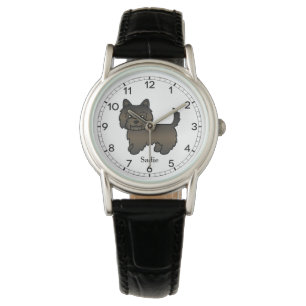 Süßer Hund Dark Brindle Cairn Terrier & benutzerde Armbanduhr