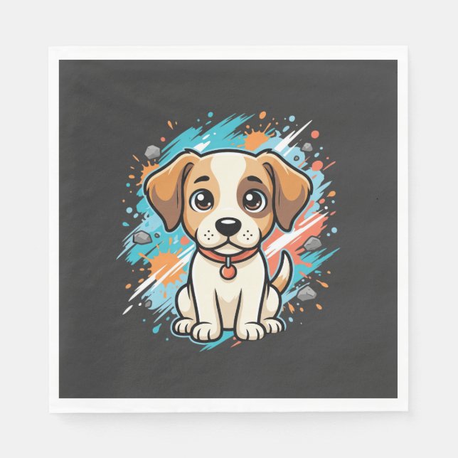 Süßer Hund Farb-Spritzer Vektor Kunst_1 Serviette (Vorderseite)