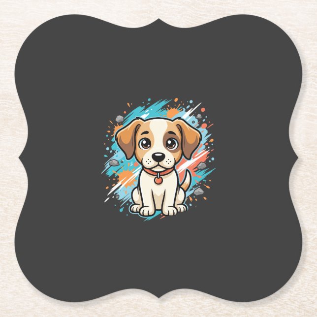 Süßer Hund Farbe Spritzer Vektor Kunst_1 Untersetzer (Vorderseite)