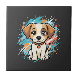 Süßer Hund Farbklecks Vektor Kunst_1 Fliese