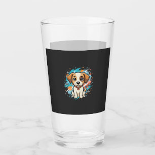 Süßer Hund Farbklecks Vektor Kunst_1 Glas