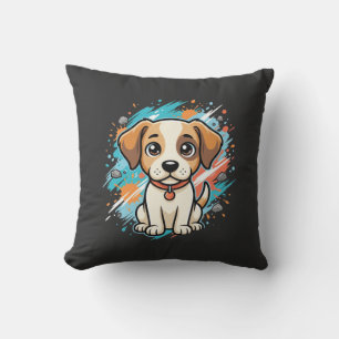 Süßer Hund Farbklecks Vektor Kunst_1 Kissen