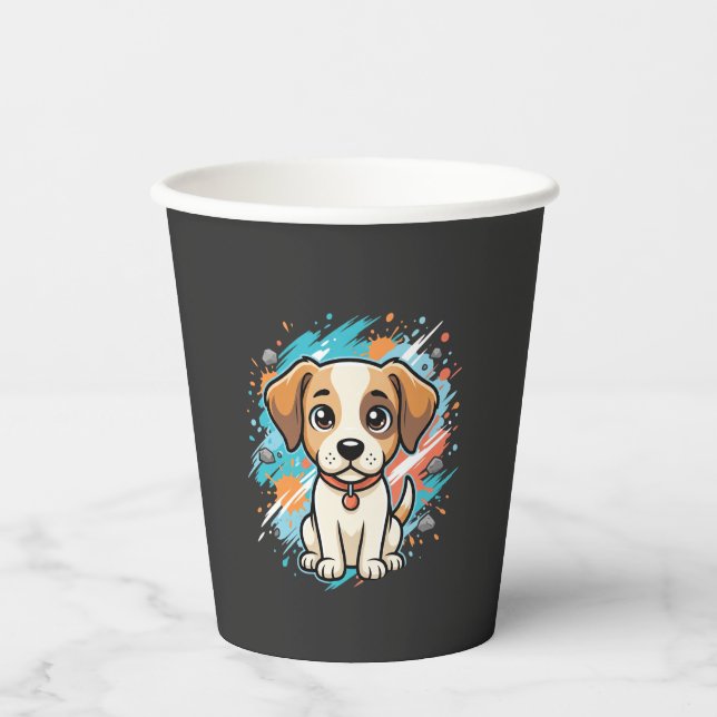 Süßer Hund Farbklecks Vektor Kunst_1 Pappbecher (Vorderseite)