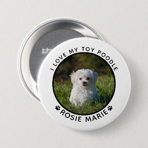 Süßer Hund Foto Name Pfotenabdrücke Personalisiert Button