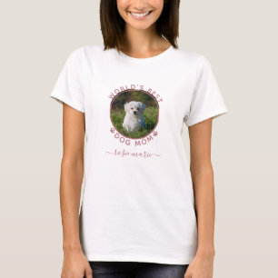 Süßer Hund Foto Name Rosa Pfotenabdrücke Personali T-Shirt