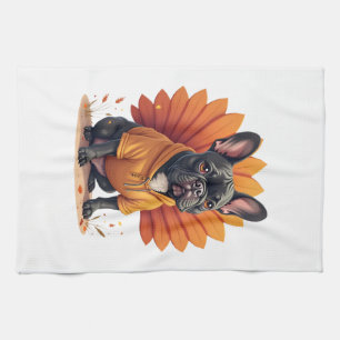 Süßer Hund Frenchie Thanksgiving Kinder Teenager M Geschirrtuch