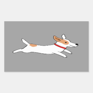 Süßer Hund - Glücklicher laufender Jack Russell Te Rechteckiger Aufkleber