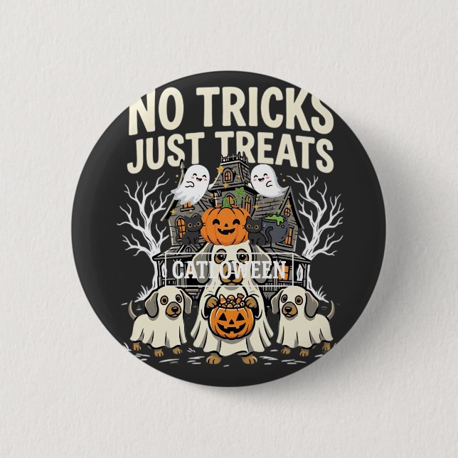 Süßer Hund Halloween Keine Tricks, nur Leckerlis_1 Button (Vorderseite)
