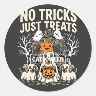 Süßer Hund Halloween Keine Tricks, nur Leckerlis_1 Runder Aufkleber