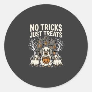 Süßer Hund Halloween Keine Tricks Nur Leckerlis_1 Runder Aufkleber