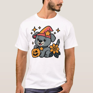 Süßer Hund Hexenhut Kürbis Spaß Halloween Oversize T-Shirt