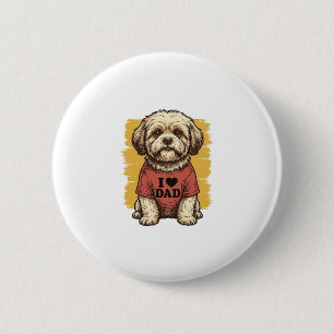 Süßer Hund Ich liebe Papa Vintage Gravur Vektor De Button