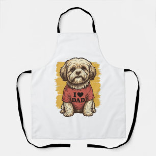 Süßer Hund Ich liebe Papa Vintage Gravur Vektor De Schürze