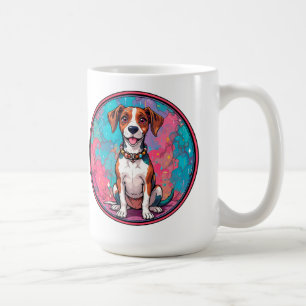 Süßer Hund mit einer farbenfrohen Krawatte Kaffeetasse