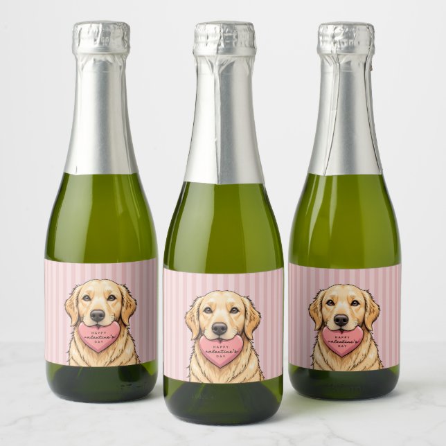 Süßer Hund mit Herz Frohen Valentinstag (Flaschen)