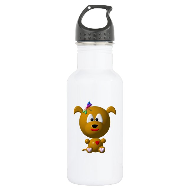 Süßer Hund mit Libelle Trinkflasche (Vorderseite)