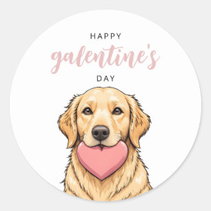 Süßer Hund mit rosa Herz Galentine's Day Valentins Runder Aufkleber