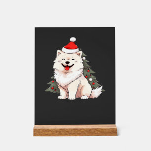 Süßer Hund mit Weihnachtsmannmütze und Weihnachtsb Acrylschild