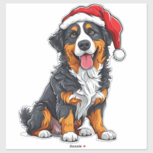Süßer Hund mit Weihnachtsmannmütze verbreitet Weih Aufkleber