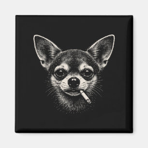 Süßer Hund raucht Zigarette Chihuahua Meme Magnet
