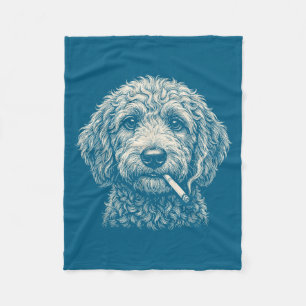 Süßer Hund raucht Zigarette Golden Doodle Fleecedecke
