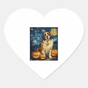 Süßer Hund Saint Bernard Halloween Jack O Lantern Herz-Aufkleber