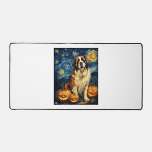 Süßer Hund Saint Bernard Halloween Jack O Lantern Schreibtischunterlage