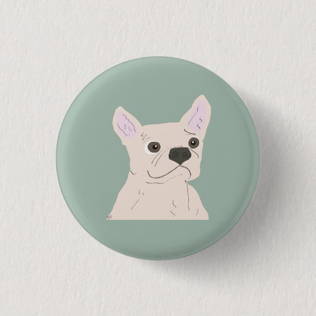 Süßer Hund, Staubblau Button (Vorderseite)