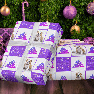 Süßer Hund Welpe Haustier Fröhlicher Lila Weihnach Geschenkpapier