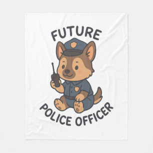 Süßer Hund zukünftiges Polizei-Offizier-Thema Fleecedecke