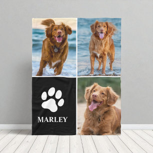 Süßer Hunde-Liebhaber Pfotenabdruck Foto-Collage H Fleecedecke