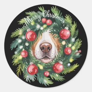 Süßer Hunde-Nasen-Weihnachts-Kranz Hunde-Mama Hund Runder Aufkleber