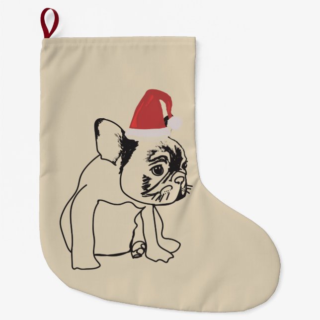 Süßer Hundefranzösische Bulldoggen-Hund Großer Weihnachtsstrumpf (Vorderseite)