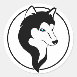 Süßer Husky Comic Style schwarz weiß Runder Aufkleber