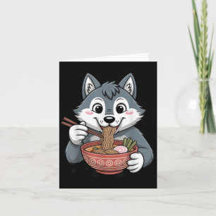 Süßer Husky isst Ramen Japanischer Kawaii Hund Nud Karte