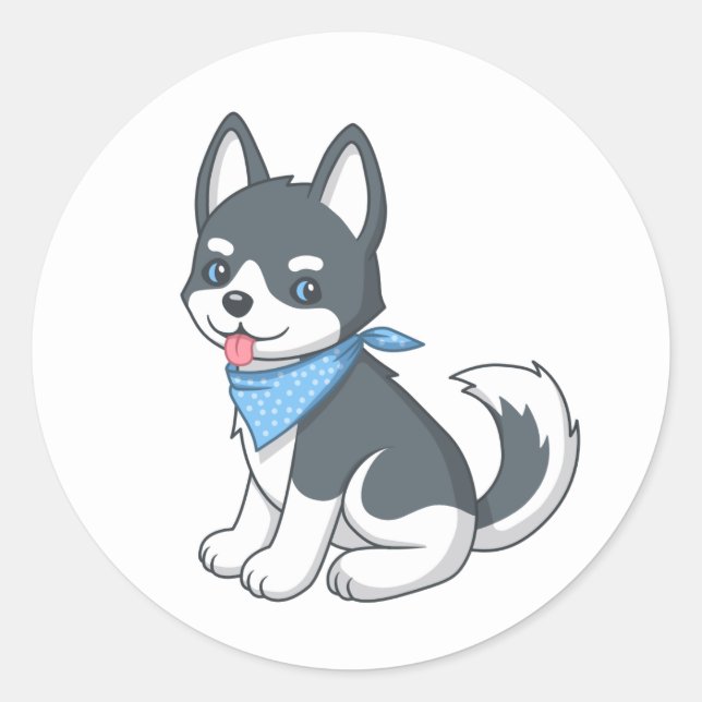 Süßer Husky-Welpe Runder Aufkleber (Vorderseite)