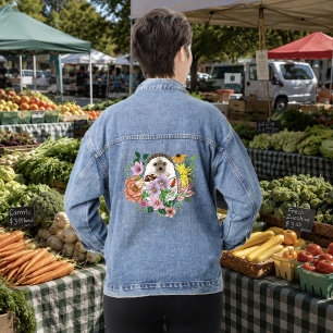 Süßer Igel Bunte Wildblumen Wald Jeansjacke