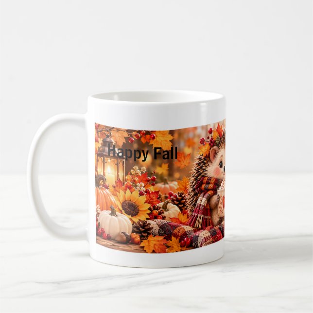 Süßer Igel & Eule Herbst-Tasse Editable Kaffeetasse (Links)