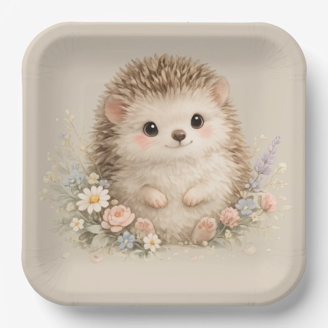Süßer Igel Europäischer Garten Pappteller (Vorderseite)