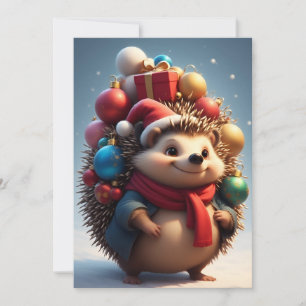 Süßer Igel feiert Weihnachten Karte