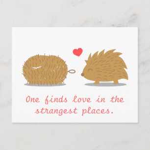 Süßer Igel findet seine wahre Liebe in einer Scheu Postkarte