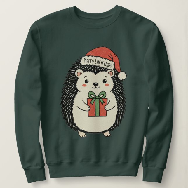 Süßer Igel Frohe Weihnachten Sweatshirt (Design vorne)